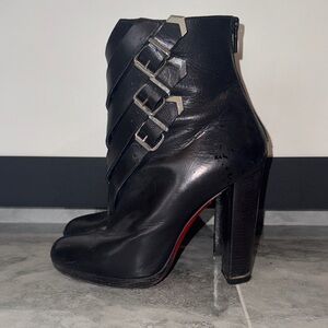 Christian Louboutin Black Leather Ankle Boots